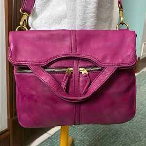 Fossil  Shoulder/ Crossbody bag Gen leather   Gorgeous raspberry  fold over flap
